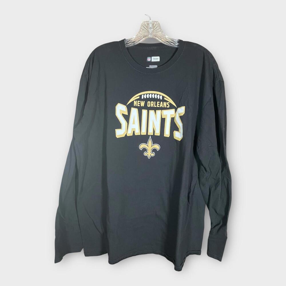 NFL Team Apparel New Orleans Saints Long Sleeve Shirt Adult 2XL Black